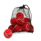 Tennisbälle für Hunde, rotes Apportierspielzeug mit Netztasche für Haustiere, 12 Stück