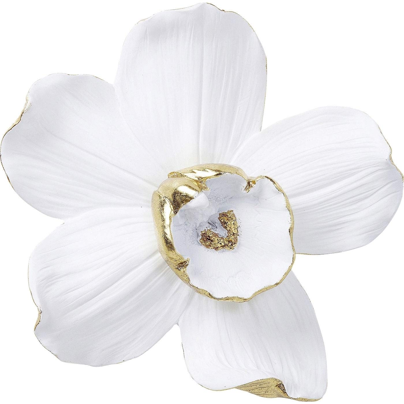 Kare Design Wandschmuck Orchid, weiß/gold, edle Orchideen-Blüte, handgefertigt, Kunststein, Wandmontage, XL-Format, Durchmesser 25 cm