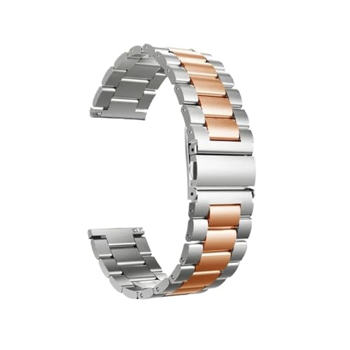 Edelstahlbänder passend for Garmin Forerunner 55 245 645M Smart Watch Band Metallarmband Gürtel passend for Approach S40 S12 S42 Correa (Color : Style 1 Silve Rose, Size : 20MM)
