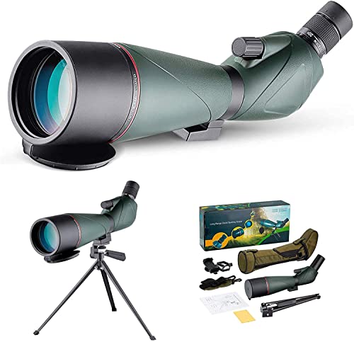 Teleskop-Spektiv 60 x 80, wasserdicht, Vogelbeobachtung HD, mit Telefonadapter + Stativ für Bogenschießen, Safari-Sightseeing, Sternenbeobachtung, Camping