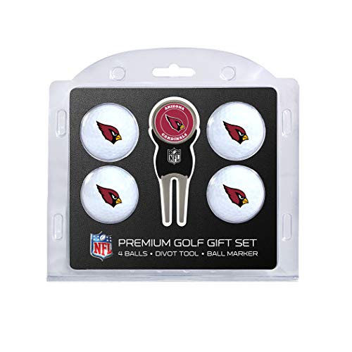 Team Golf NFL Arizona Cardinals 4 Golfbälle und Pitchgabel-Set, reguläre Größe, Golfbälle (4 Stück) & Pitchgabel mit abnehmbarem doppelseitigem Magnetmarker