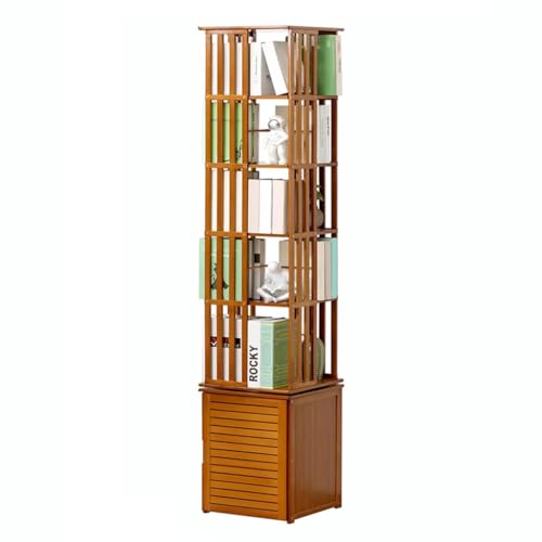 360-Grad-Bücherregal Aus Bambus Freistehende Ausstellungsregale Drehbares Bücherregal Mit Aufbewahrungsschrank Einfaches Wohnzimmer Für Kinder Einfaches Schlafzimmer Für Studenten (Color : Brown-B,