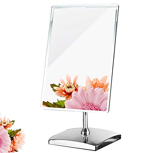 Makeup Spiegel Tischspiegel,elegant,rechteckig,rahmenloses Design für Schlafzimmer Tisch oder Badezimmer, groß, Nicht vergrößernd, Taille: 9.8"x 7.0" x12.8, Glas-Spiegelung, Chrom-Finish