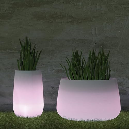 MOOVERE Pflanzkübel für Pflanzen und Blumen, für den Innen- und Außenbereich (Solar + wiederaufladbarer LED/RGB-Akku, hoch)
