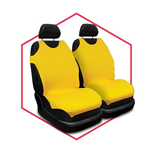 Saferide 2er Set Autositzbezüge PKW universal | Auto Sitzbezüge Polyester Gelb für Airbag geeignet | für Vordersitze | 1+1 Autositze vorne