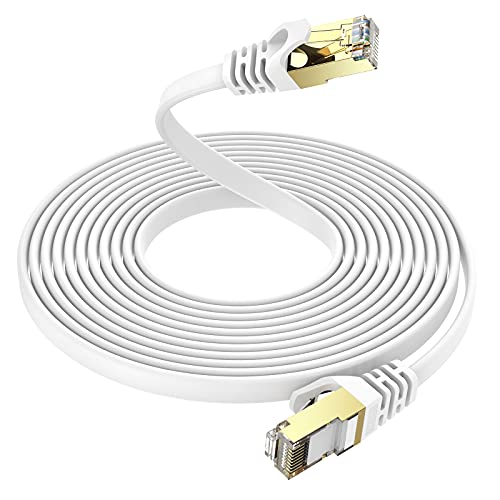 CAT 7 Netzwerkkabel 50m - Ercielook Gigabit RJ45 Ethernet Kabel - LAN Kabel Patchkabel - 1000 Mbits Glasfaser Geschwindigkeit - Flachbandkabel Verlegekabel