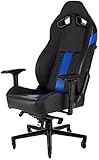 Corsair T2 Road Warrior - Kunstleder Gaming Stuhl (Einfache Montage, Ergonomisch Schwenkbar, Verstellbare Sitzhöhe & 4D Armlehnen, Komfortable breite Sitzfläche mit hoher Rückenlehne) Blau