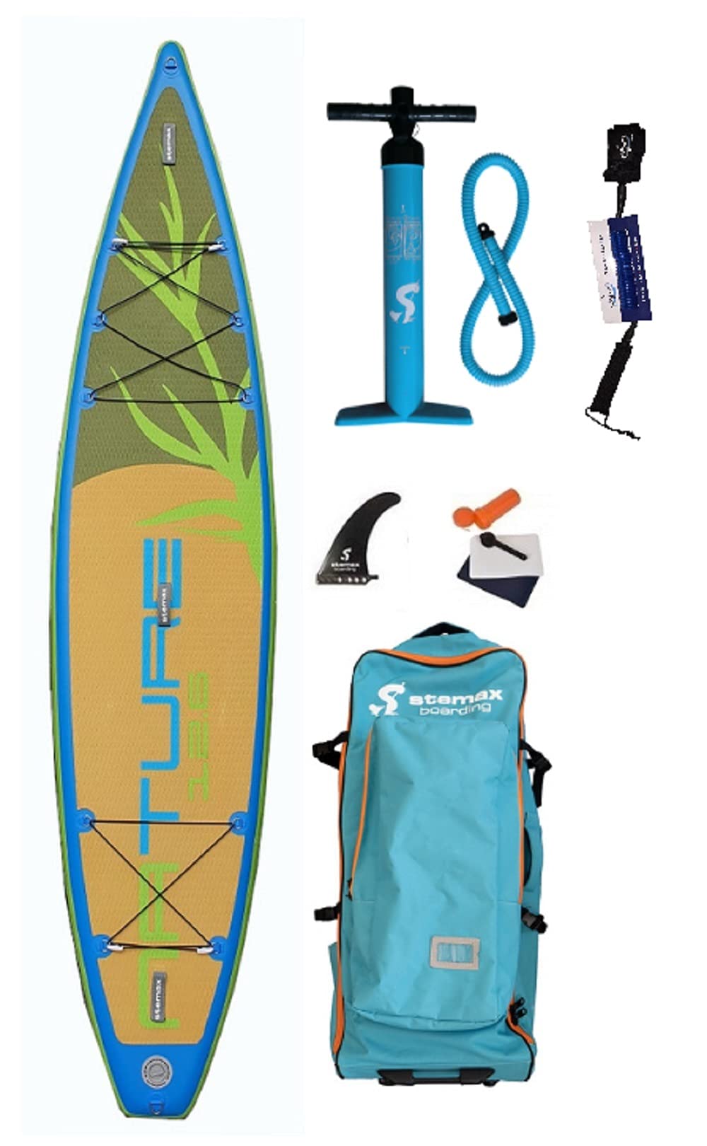 Stemax Nature 12'6 Touring SUP Standup Paddel Board aufblasbar inkl Coil-Leash, Stand up Paddle