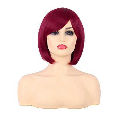 SHIYID Short Straight Gold Red Pink Bobo Wigs For Women Natural Heat Resistant Synthetic Cosplay Wig Hair
