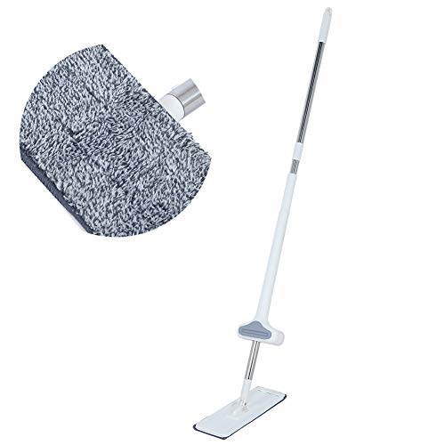 Mop-Boden Nass-Trocken-Staubreinigung zum doppelten Gebrauch Squeeze Flat Mop-Kit 360-Grad-drehbarer wiederverwendbarer Hochleistungs-Mop-Kopf-Bodenreiniger Zubehör Weiß