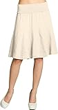 Caspar RO014 Damen Leinenrock mit figurfreundlichem Stretch Bund, Farbe:beige, Mode Größe:L-XL
