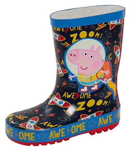 Peppa Pig Gummistiefel für Jungen George Pig Gummistiefel Astronaut 3D Gummi Gummistiefel Kinder Regen Schnee Gummistiefel Schuhe, navy, 23 EU