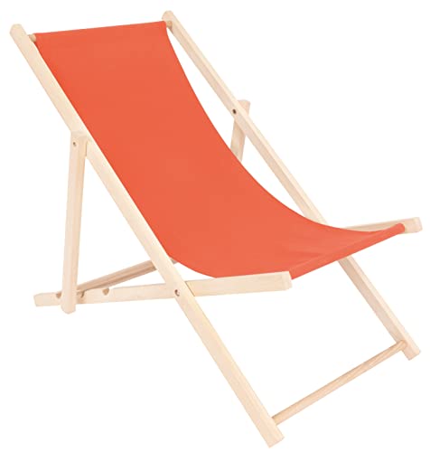 spec-wood Liege - Liegestuhl klappbar - Holzliegestuhl - RelaxLiege - Camping Stuhl - GartenLiege - wetterfest SonnenLiege - klappbar 119 cm x 58 cm Farbe Orange - Klappstuhl Holz