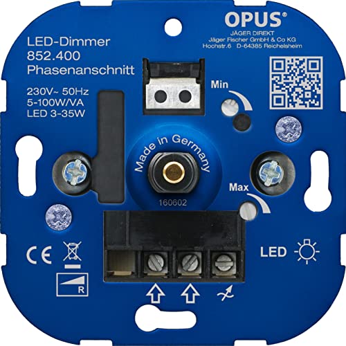 OPUS® Dreh-Phasenabschnitt-Dimmer Ausführung Phasenanschnitt, Watt 5-100 VA/LED 3-35 W