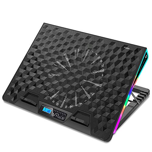 SK Notebook Laptop Rainbow RGB Kühler Gamer Ständer Kühlpad Unterlage Cooler für 13-17,3 Zoll / 185mm Lüfter, 5 Stufen Höhenverstellung, dünn & mobil