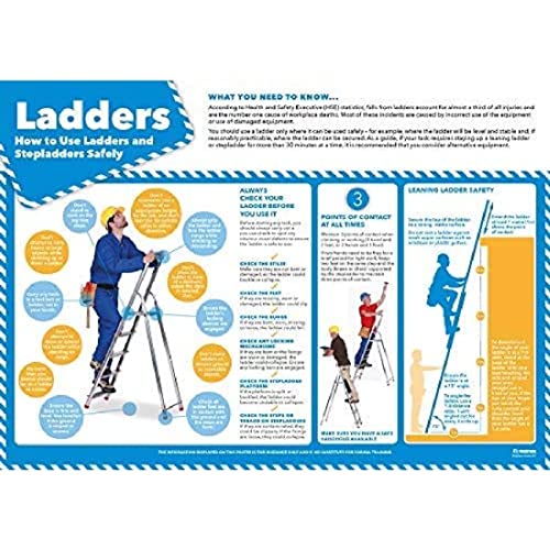 Daydream Education „Ladder Safety“, Poster für Gesundheit und Sicherheit, laminiertes Glanzpapier, 850 mm x 594 mm (A1), Wandposter für Gesundheit und Sicherheit in Büro und Gewerbe