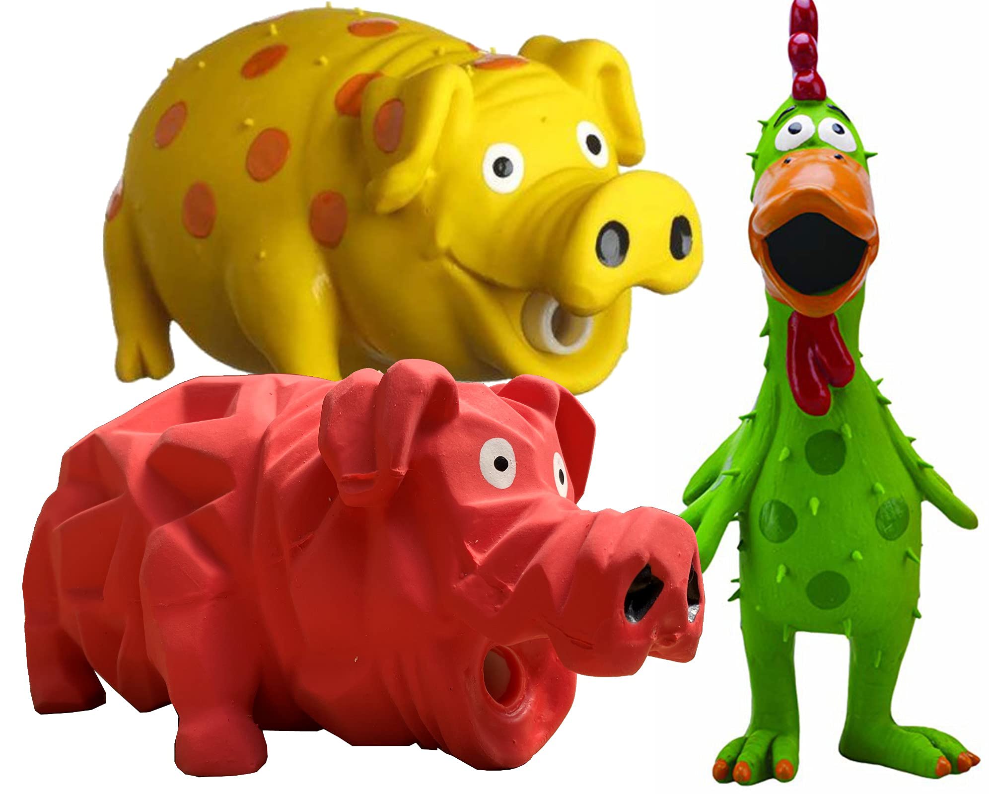 HDP Multipet Hundespielzeug aus Latex, Farbe: Globken Chiken/Kelch, Schweine/Origami Pig