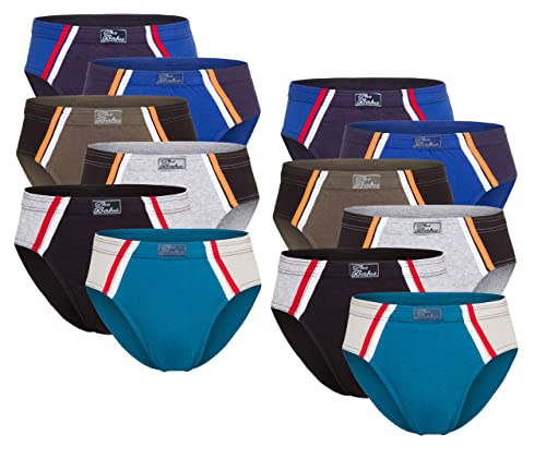12er Packs Herren Sport Slips mit tollen Farbteilern aus 100% gekämmter Baumwolle Öko-Tex Standard 100 in verschiedenen Farbkombinationen Gr. 10/XXX-Large