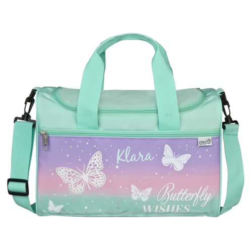 Kleine Sporttasche Schmetterling Kinder - Personalisiert mit Name - Reisetasche Kindertasche Mädchen Butterfly