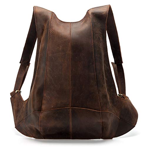 LUUFAN Leder-Rucksack mit Diebstahlschutz auf der Rückseite mit Reißverschluss, Schultasche, lässiger Racksack für Damen und Herren (Dunkelbraun)