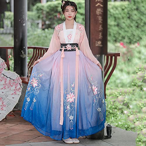 Altes Chinesisches Traditionelles KostüM FüR Erwachsene, Cosplay, Han-Fu-KostüM, BüHnen-Performance-Kleidung (Color : 6 Meters Skirt, Size : S=150-160cm)