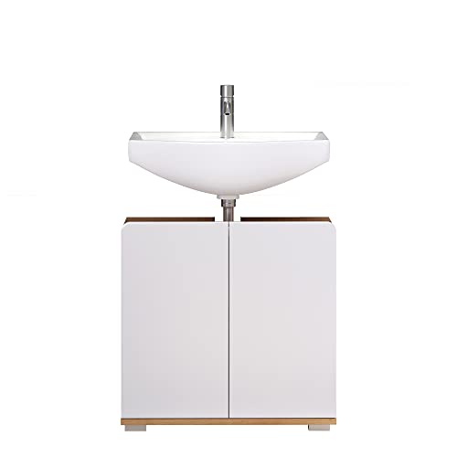 trendteam smart living Badezimmer Spiegelschrank Spiegel Ciara, 60 x 62 x 19 cm Weiß Hochglanz und Artisan Eiche mit viel Stauraum
