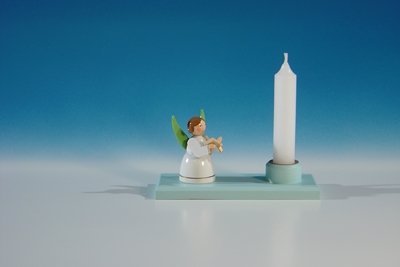 Rudolphs Schatzkiste Kerzenhalter mit Engel-Sänger Länge ca 10,5 cm NEU Kerzenständer Kerzenleuchter Seiffen Erzgebirge