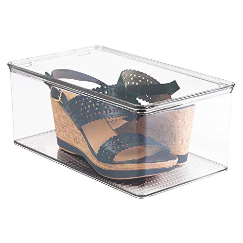 mDesign stapelbarer Schuhkasten – der transparente Schuhkarton, praktische Schuhaufbewahrung mit Deckel
