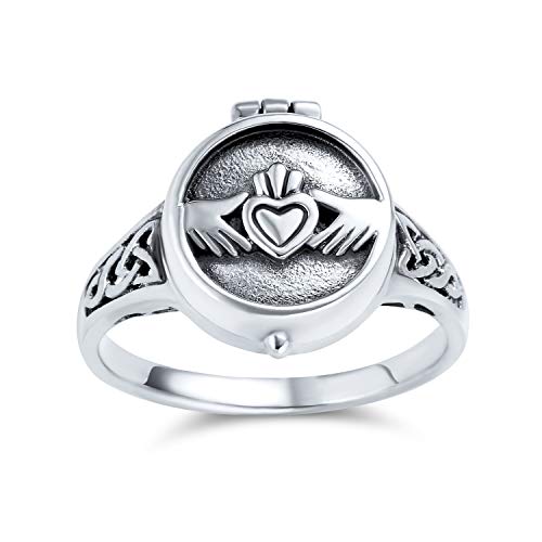 Bff Himmlisch Irish Friendship Paare Abschlussballise Heart Memorial Keepsake Claddagh Sperrenet Ring For Men For Freundin Oxidized .925 Sterling Silver