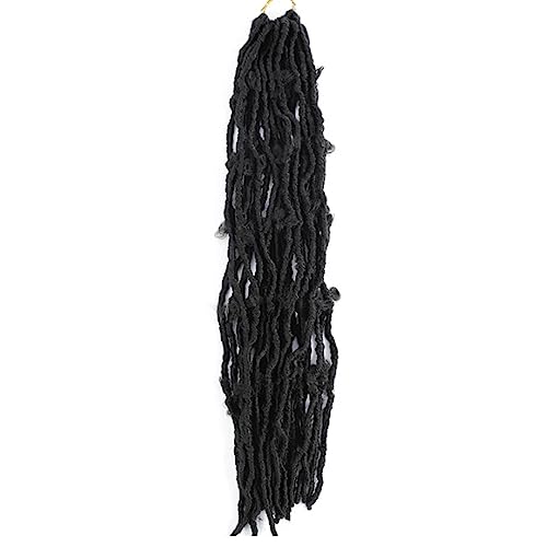 Schön Lange Butterfly Locs Häkelhaare, zotteliges Häkelgeflecht, gehäkelte Twist-Synthetik-Perücke for Damen und Herren, Alltagsgebrauch, Arbeit Echte Perücke (Color : Black)