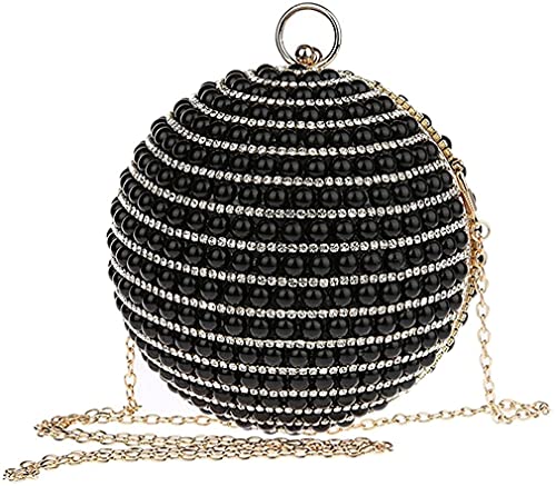 LiuliuBull Damen-Luxus-Perlen-Strass-Flash-Hochzeit Ball Abendtaschen Kupplung (Color : Black)