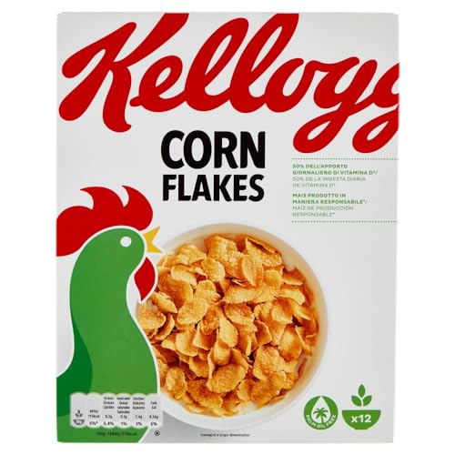 12x Kellogg's Corn Flakes Knusprige goldene und leckere ohne Palmöl ohne Farbstoffe ohne künstliche Aromen 375g