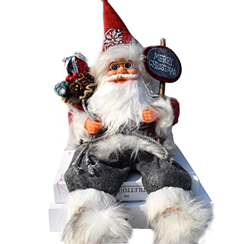 HUSHUI Weihnachtssitzende Figur Stehender Weihnachtsmann,Weihnachtsvitrine Dekoration Sitzender Weihnachtsmann Puppe Fenstereinrichtung Ornament