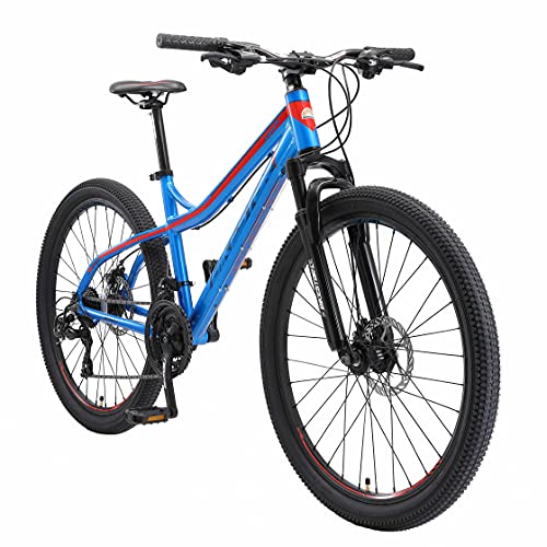 BIKESTAR Hardtail Aluminium Mountainbike Shimano 21 Gang Schaltung, Scheibenbremse 29 Zoll Reifen | 18 Zoll Rahmen Alu MTB | Blau & Grau