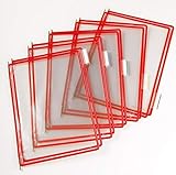 Tarifold 114003 - A4 PVC-Taschen mit Zapfen für Wanddisplayset und Dokumentenablage aus Metall, rot, 10 Taschen