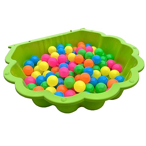 TikTakToo Sand & und Wassermuschel I Sandkasten (apfelgrün) gefüllt mit 100 bunten Spielbällen