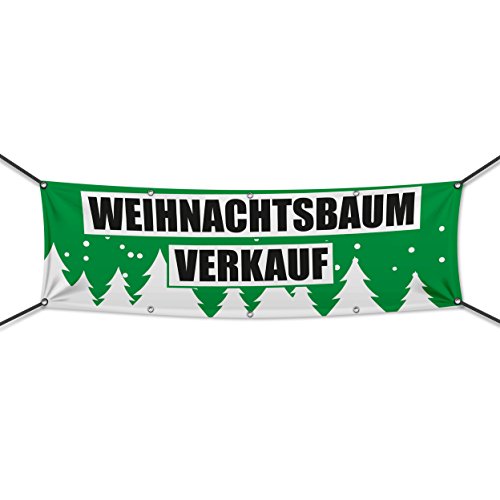 (PVC) Weihnachtsbaumverkauf grün Banner, Plane, Werbeschild, Weihnachten, Werbebanner, 300 x 100 cm, DRUCKUNDSO