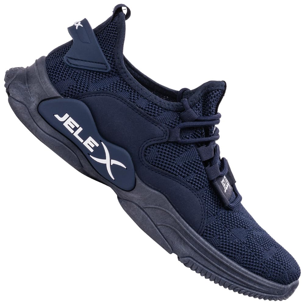 JELEX Performance Herren Sneaker in grau/schwarz. Atmungsaktive Sportschuhe mit Mesh-Obermaterial und Rutschfester Sohle. (Blau, EU Schuhgrößensystem, Erwachsene, Numerisch, M, 47)