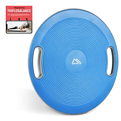 MSPORTS Balance Board Premium 40 cm Durchmesser inkl. Übungsposter und Work Out App GRATIS - Therapiekreisel Physiotherapie Wackelbrett (Blue)