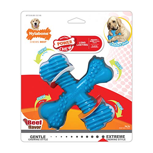 Nylabone (3 Pack) Power Chew Beef Flavored Large X Bone for Dogs up to 50 Pounds