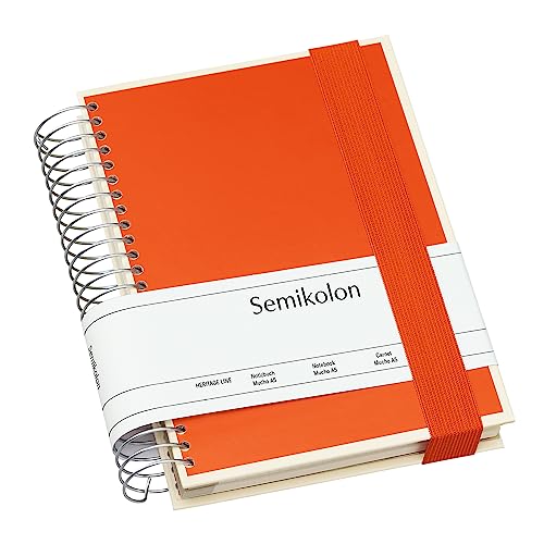 Semikolon 351563 Mucho Spiral-Notizbuch A5 15,7 x 21,7 cm - je 110 karierte, linierte, blanko Seiten, orange orange