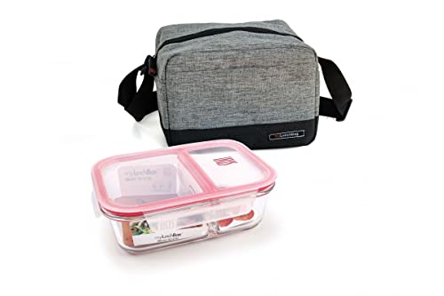 IRIS – Real Lunchbag 2 in 1 mit Box aus Glas, Grau Marmor