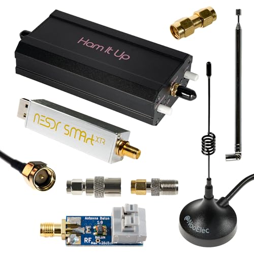 NESDR SMArt XTR HF-Bundle: Software-Definiertes 300Hz-2,3GHz Funkgerät für LF/HF/UHF/VHF. Enthält SMArt XTR RTL-SDR, Zusammengebauten Ham It Up Plus-Aufwärtswandler, 3 Antennen, Balun, und Adapter