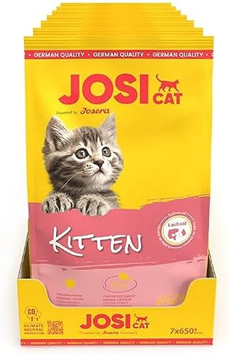 JosiCat Kitten (7 x 650 g) | Premium Trockenfutter für wachsende Katzen | Katzenfutter trocken | Powered by JOSERA