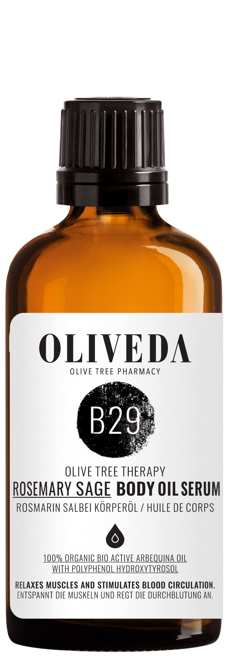 Oliveda B29 - Körperöl Rosmarin Salbei | Activating | natürliches Pflegeöl | Pflege und Schutz vor Trockener haut | aktivierend und anregend - 100 ml