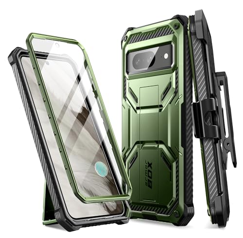 i-Blason Armorbox Hülle für Google Pixel 8 (2023) Outdoor Handyhülle Bumper Case 360 Grad Schutzhülle mit integriertem Displayschutz, Ständer und Gürtelclip (Grün)
