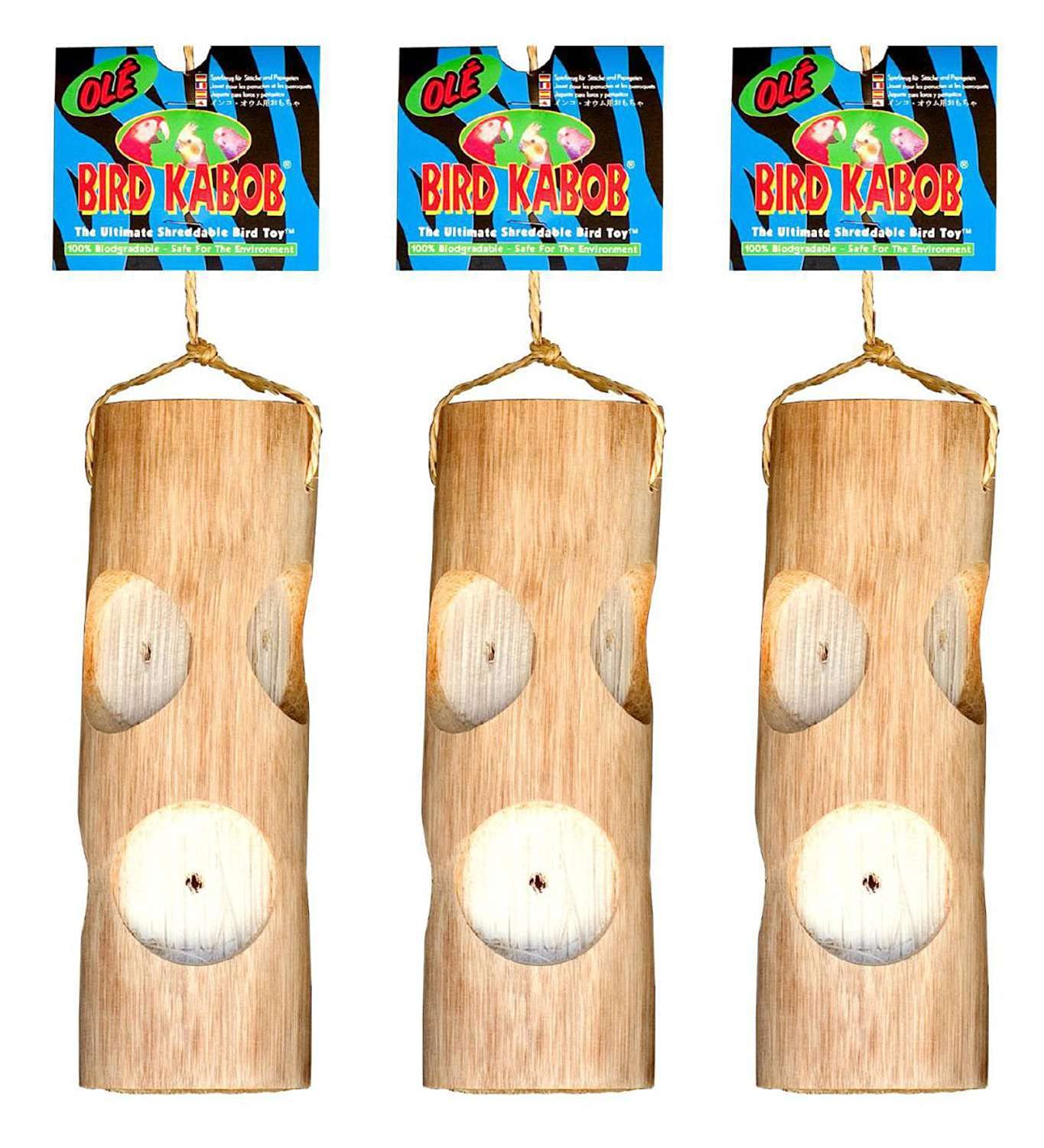 PETGARD 3er Sparpack Vogelspielzeug Ole Bird Kabob ideal für Sittiche und kleine Papageien