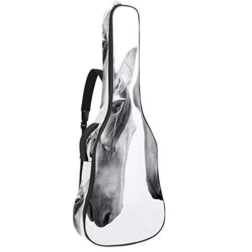 Gitarren-Gigbag, wasserdicht, Reißverschluss, weich, für Bassgitarre, Akustik- und klassische Folk-Gitarre, Tierpferd, Weiß