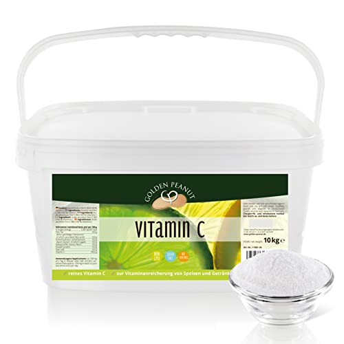 GOLDEN PEANUT Vitamin C Pulver 10 kg reine Ascorbinsäure ohne Zusätze hochdosiert vegan und ohne Gentechnik