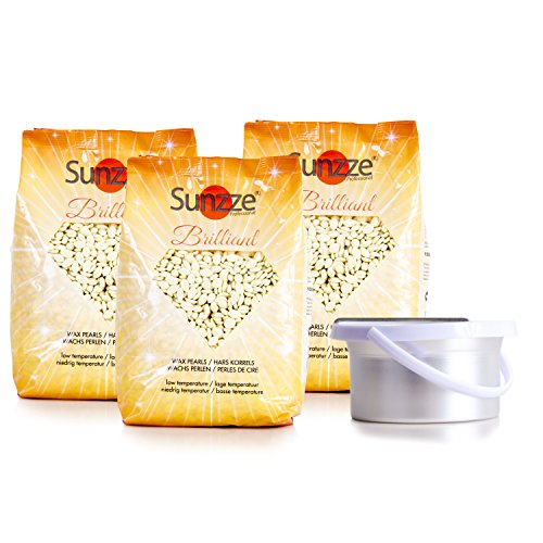Sunzze Wachsperlen 3er Pack je 1kg GRATIS antihaftbeschichteter Einsatz für den Wachswärmer für die Enthaarung
